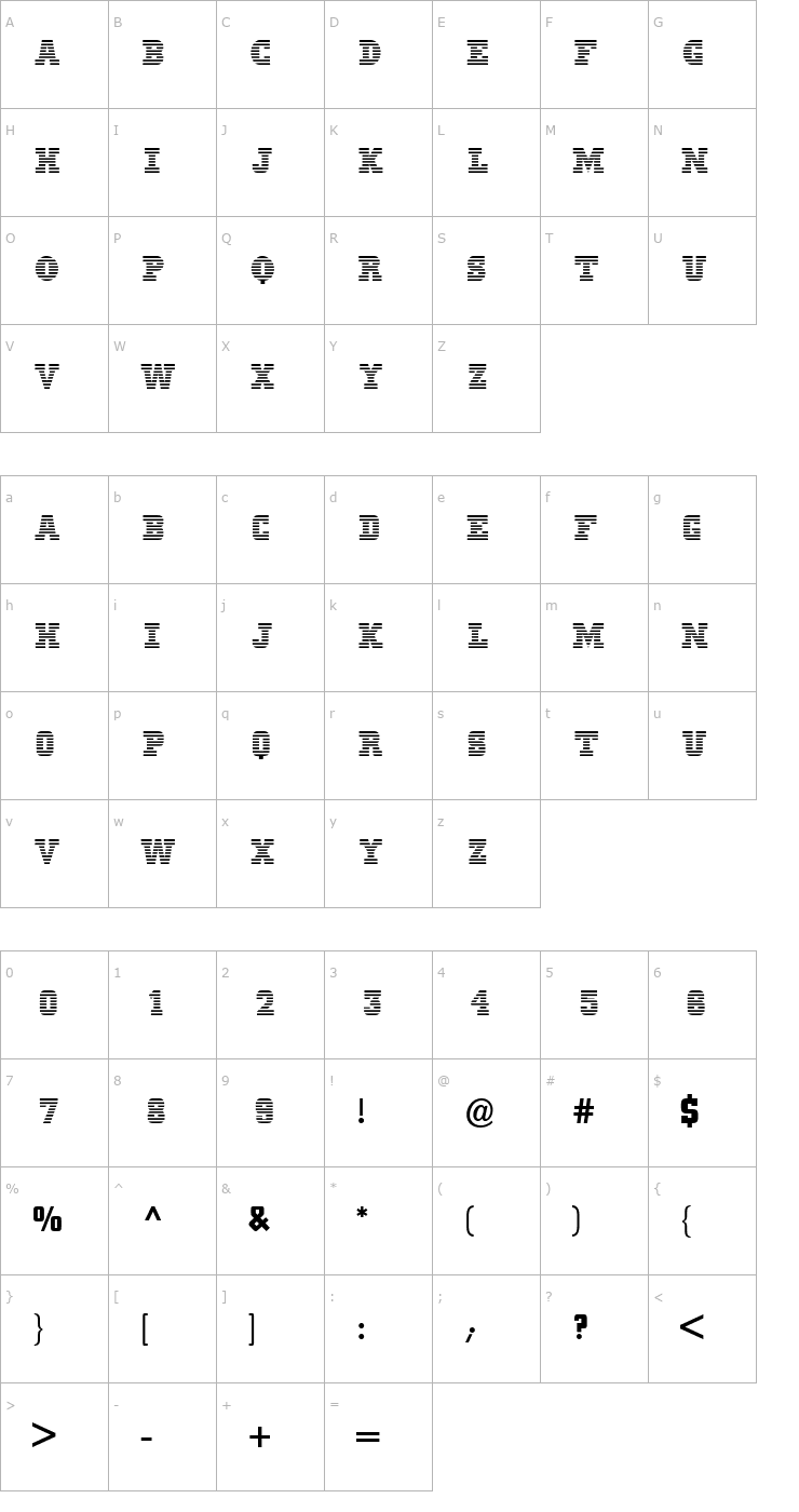 Character Map MeninBlue Font