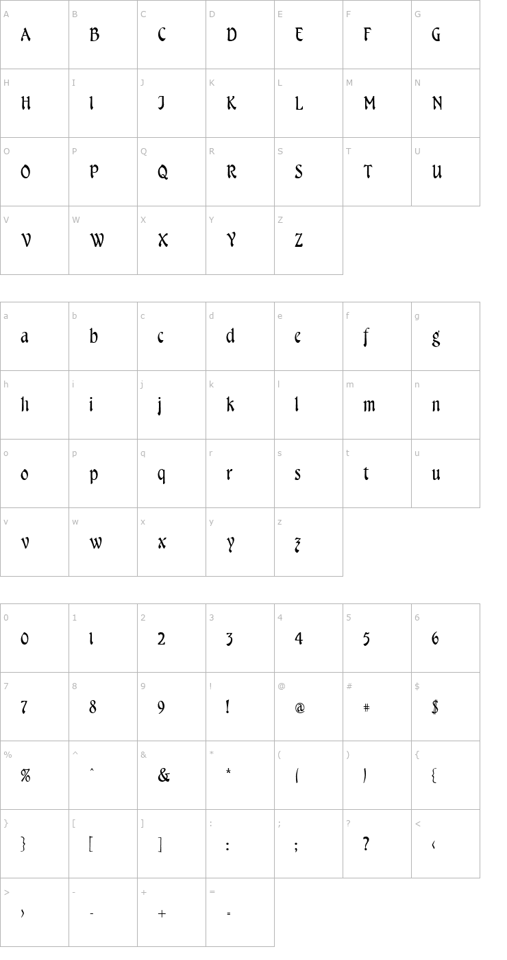 Character Map Menuetto Font