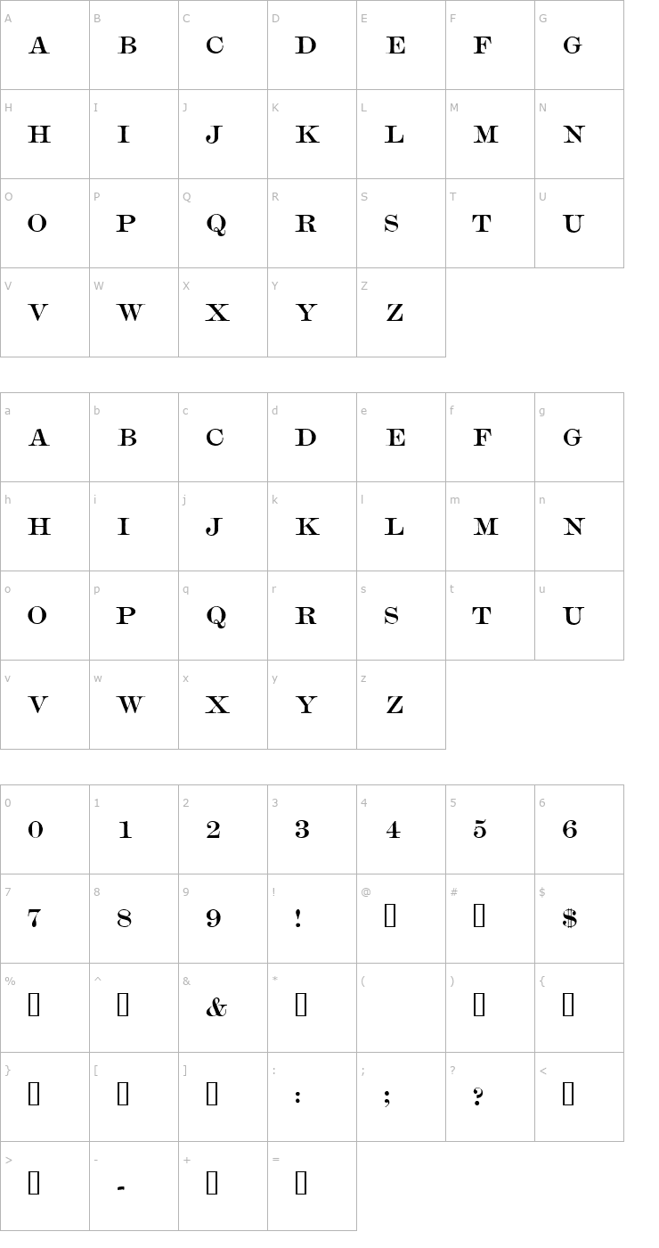 Character Map Mercantile Regular HPLHS Font