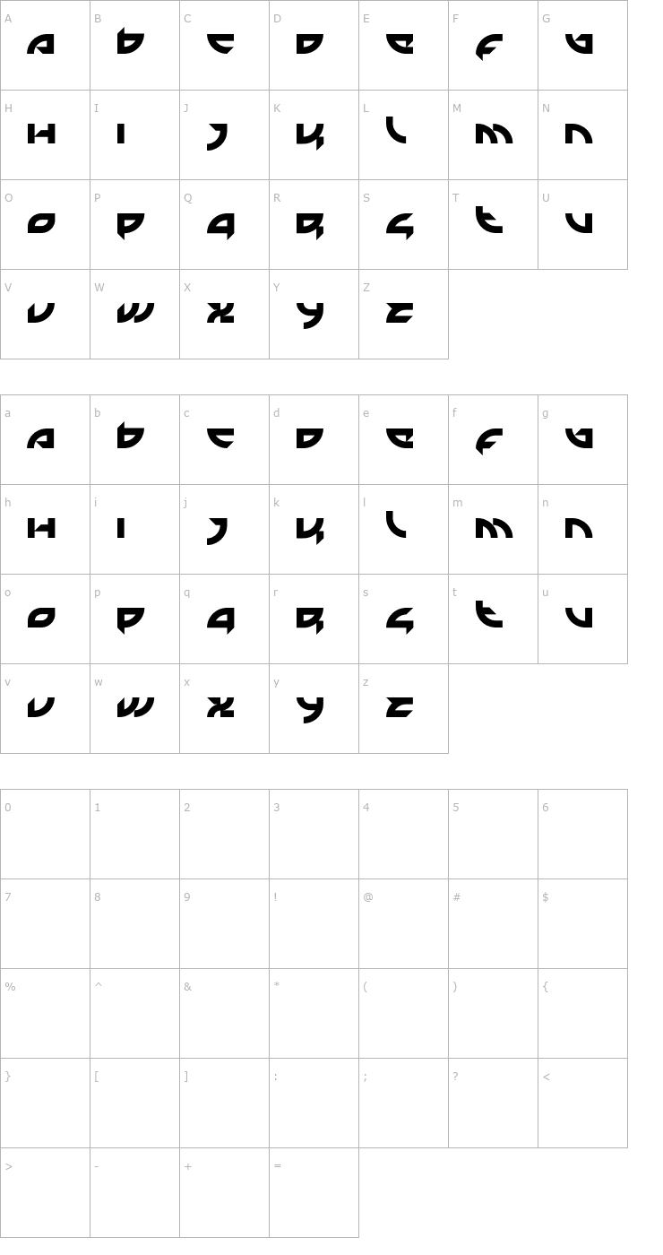 Character Map Mercenary Font