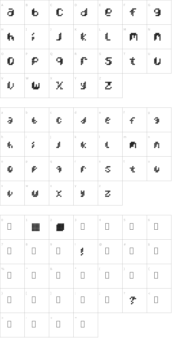 Character Map Mercury Blob Font