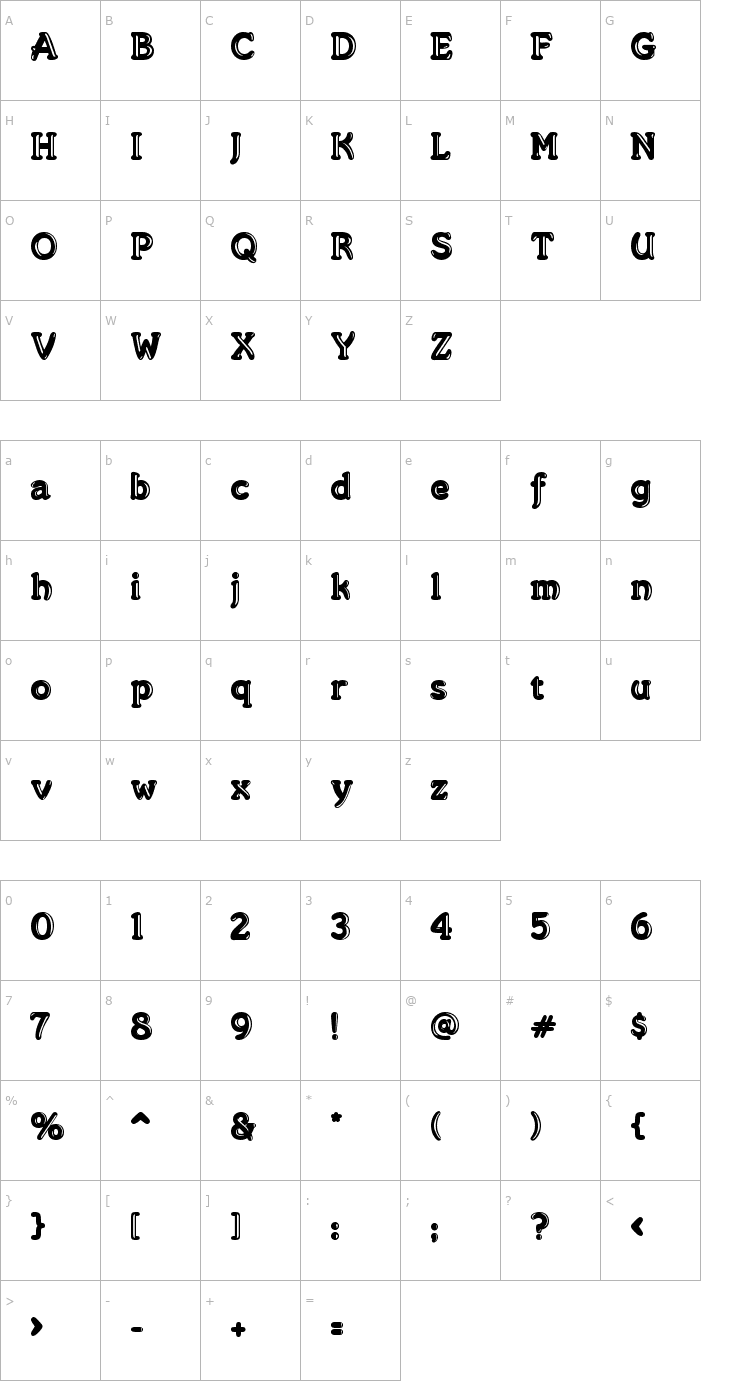 Character Map Merkin Goo Font