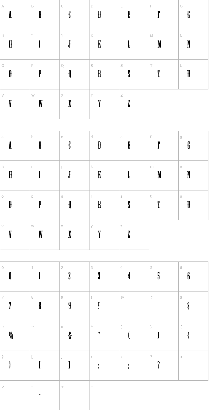 Character Map Mesquite Font