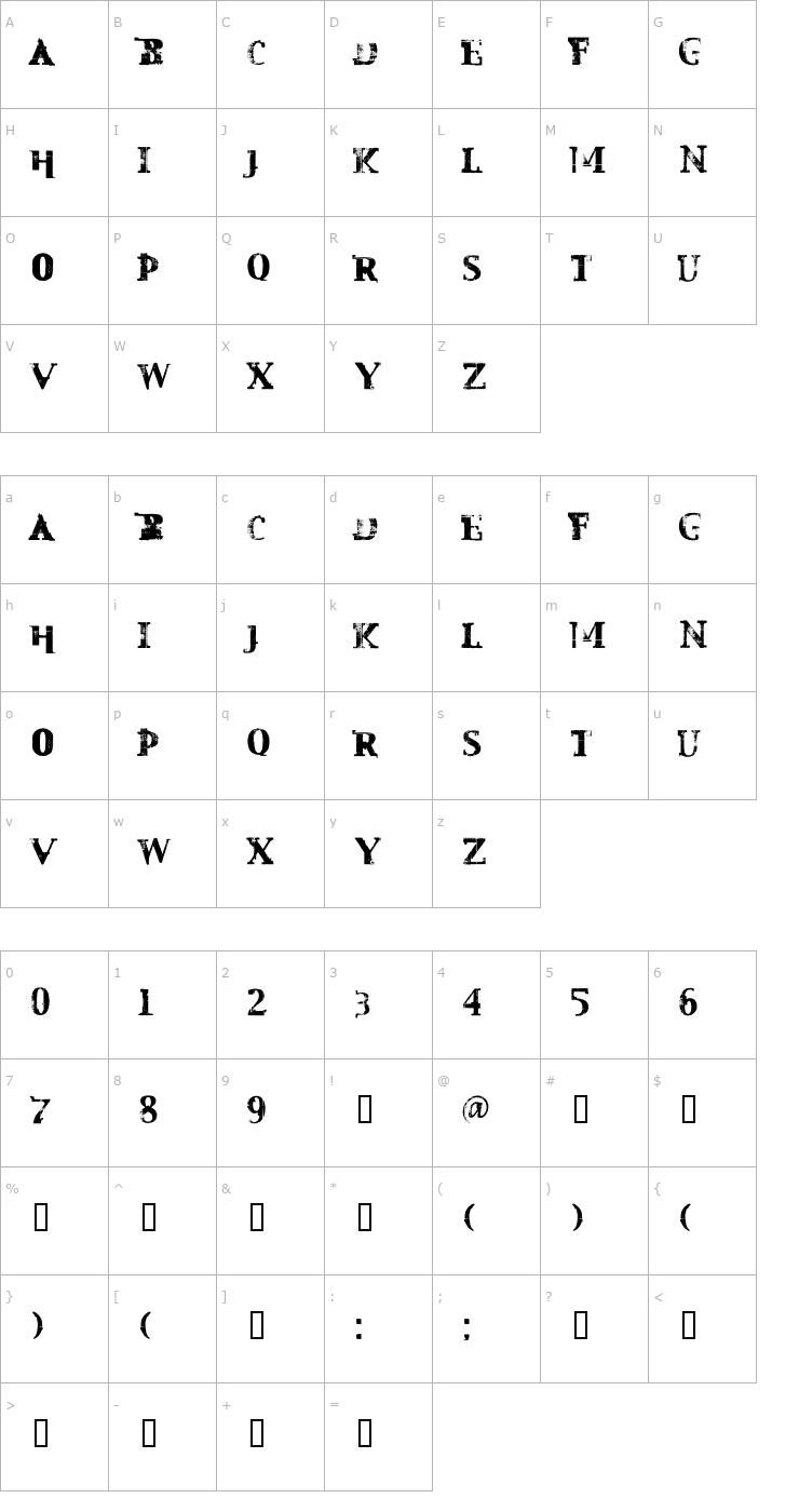 Character Map Mest Font