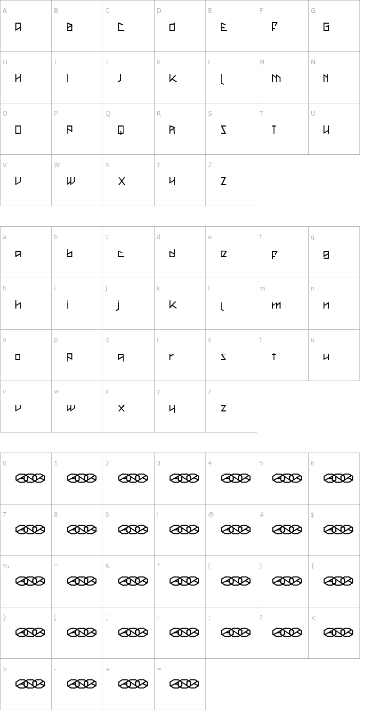 Character Map Metal as in Heavy Font