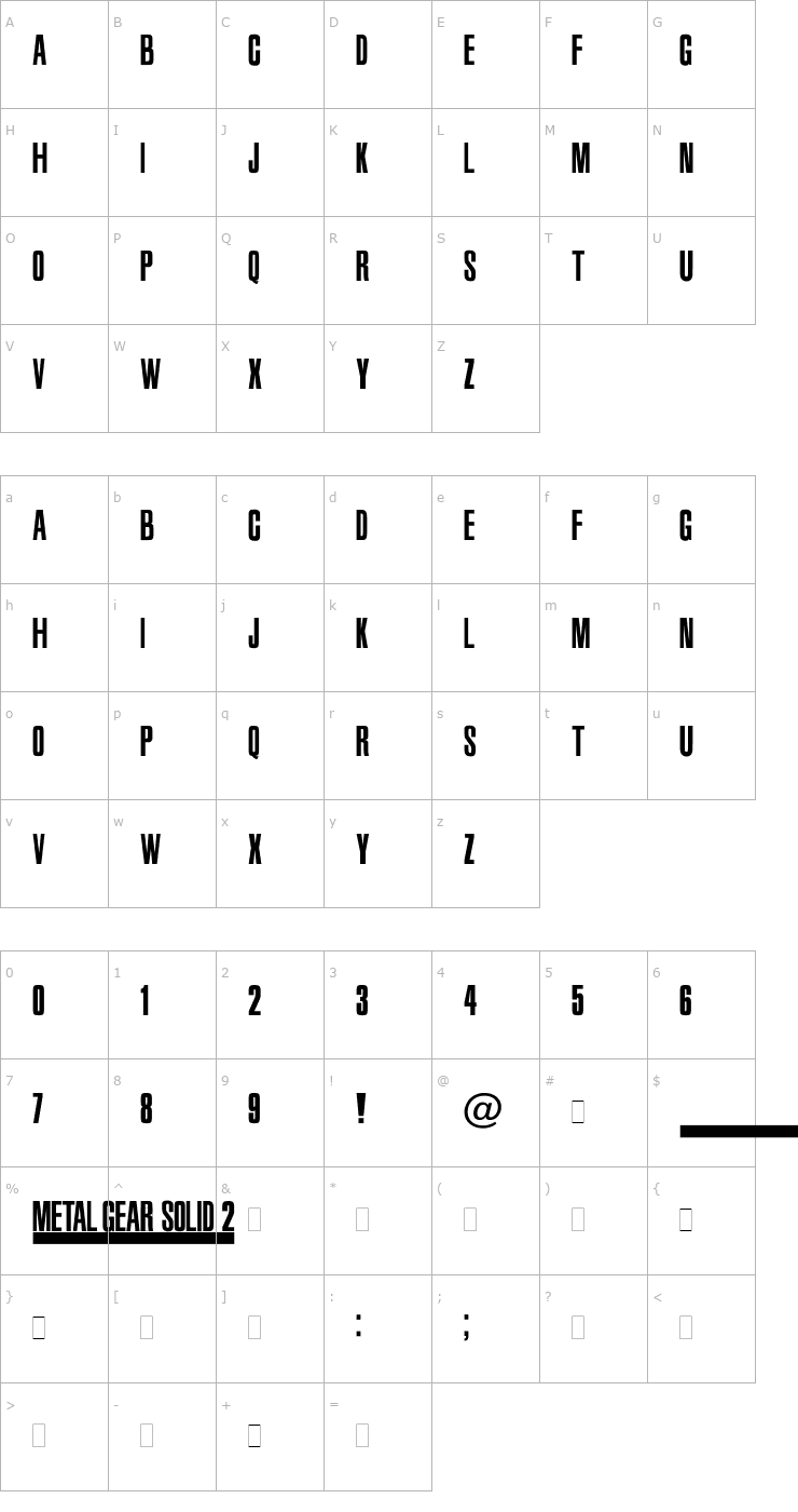 Character Map Metal Gear Solid 2 Font