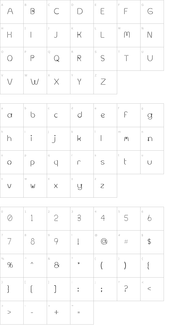 Character Map Metal Spagetti Font