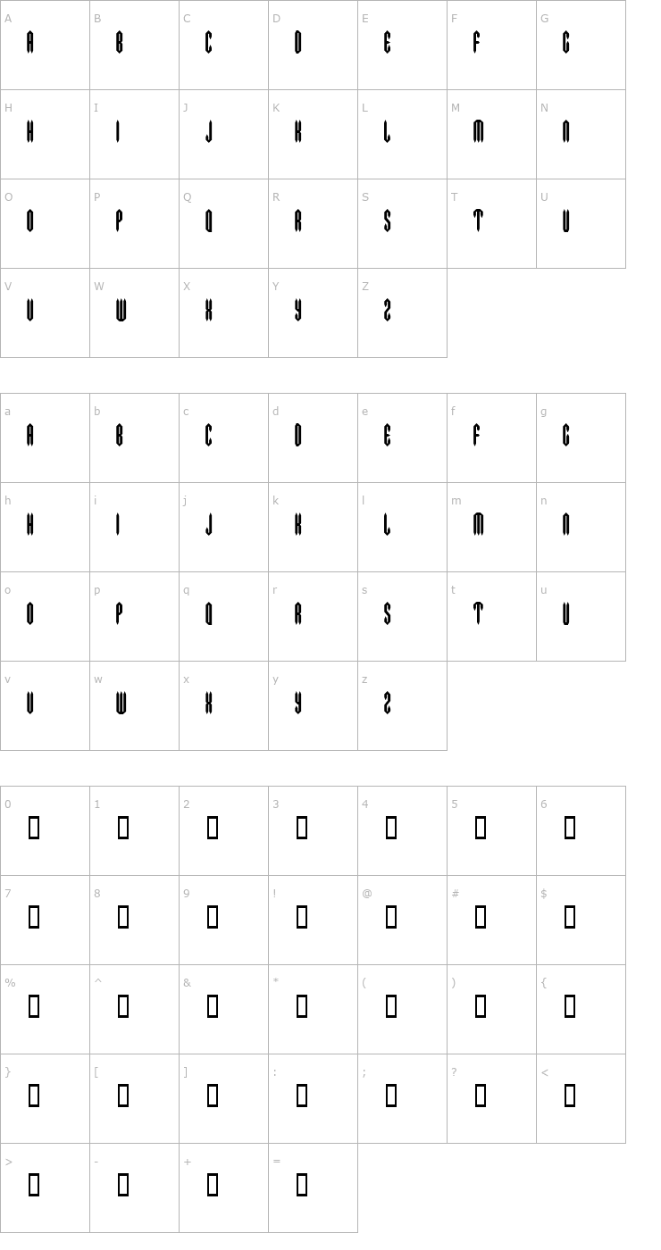 Character Map MetalCrusher Font