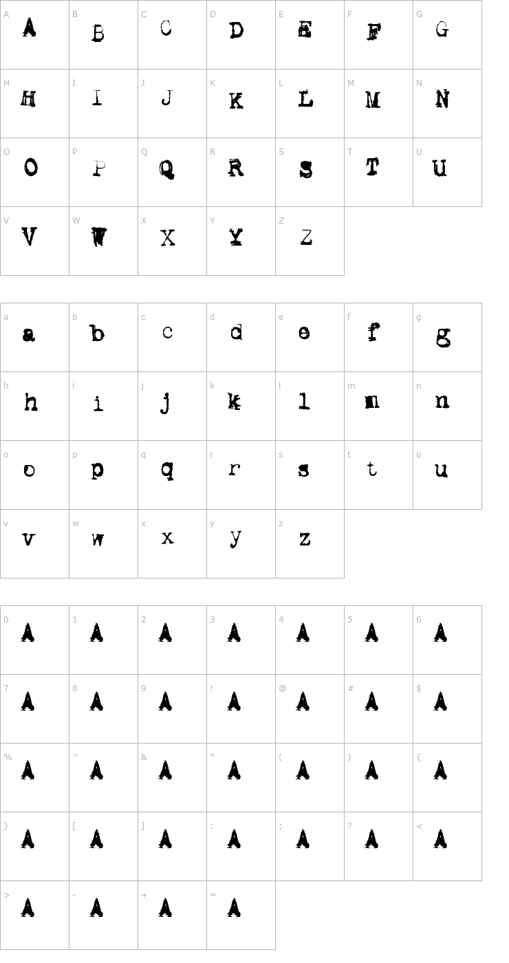 Character Map Metalic Avacodo Font