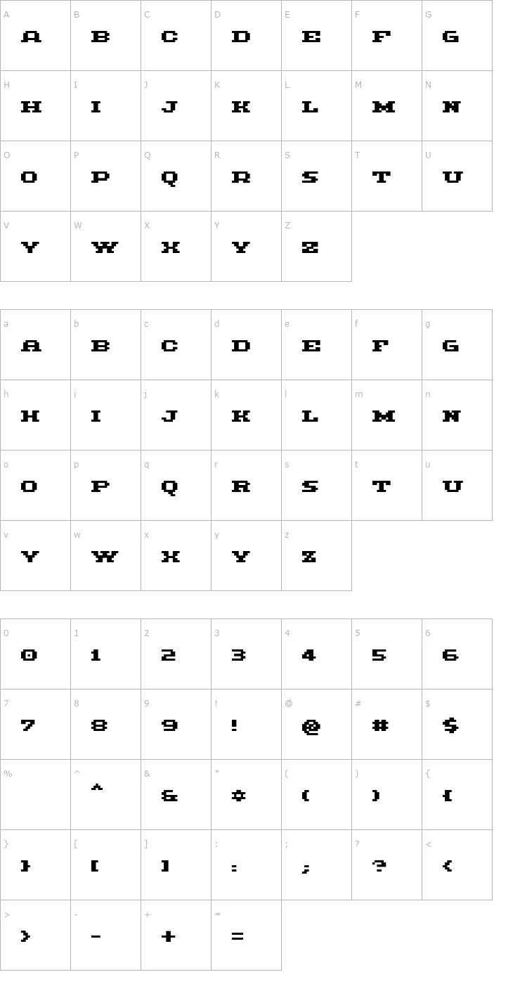 Character Map Methodic-Bold Font