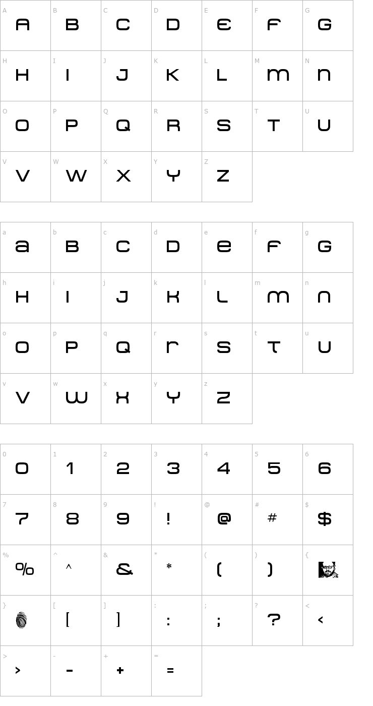 Character Map Metro-DF Font