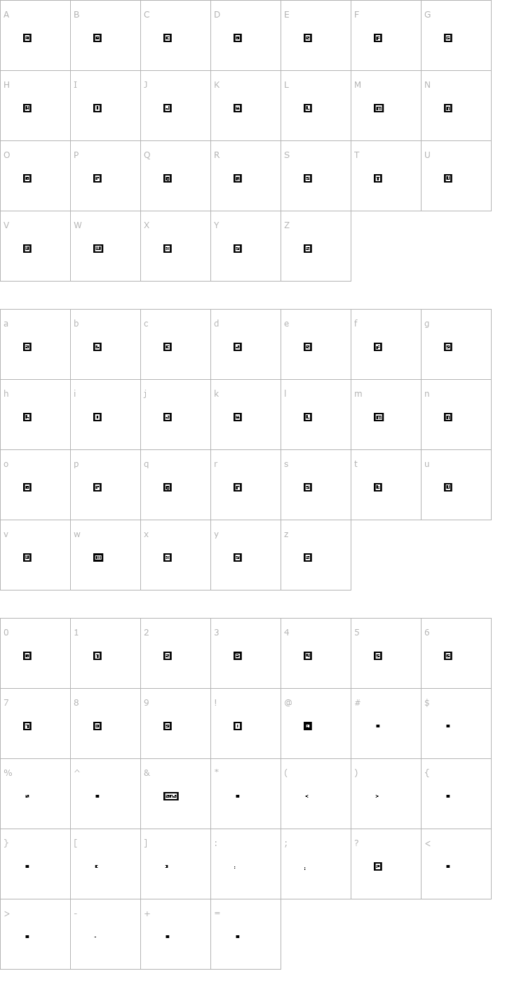 Character Map Metrobot Font