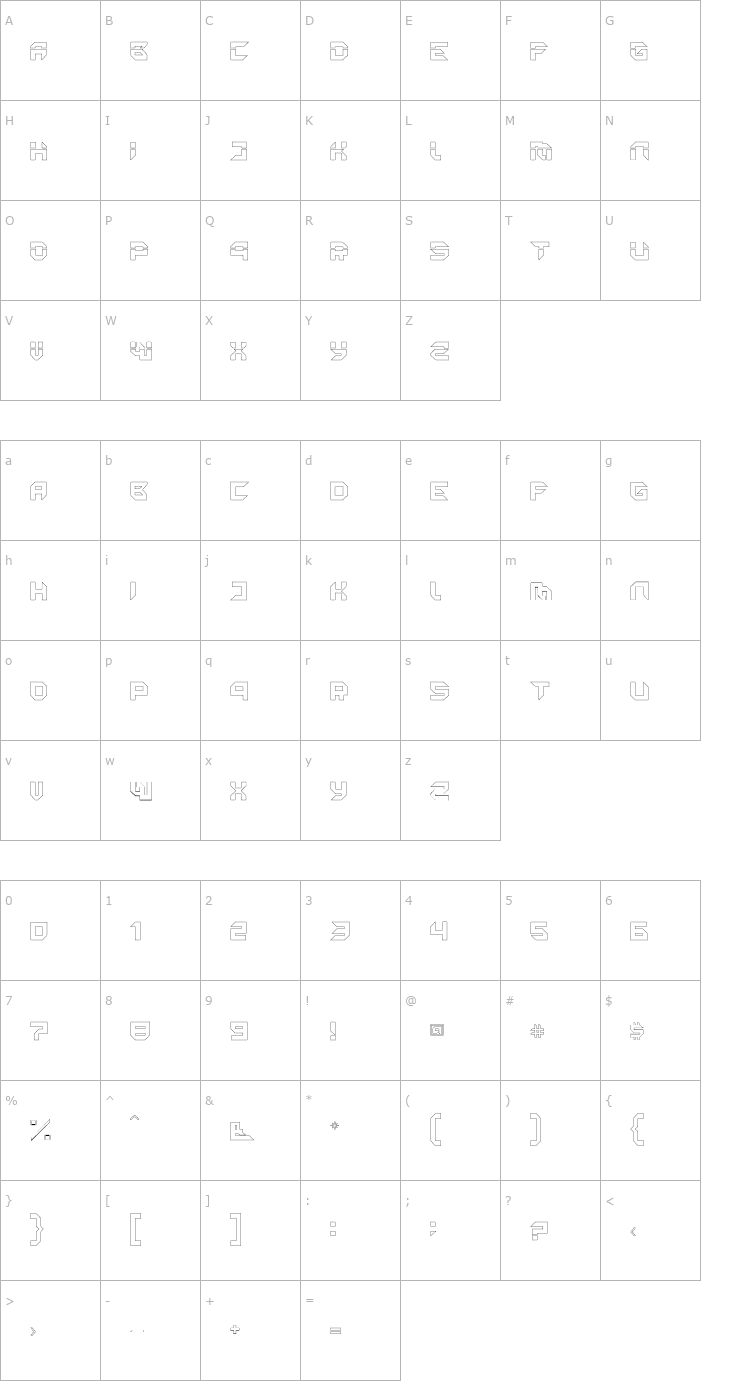 Character Map MetronClosed-Outline Font