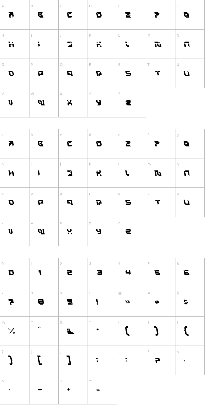 Character Map MetronOpen-A-Italic Font
