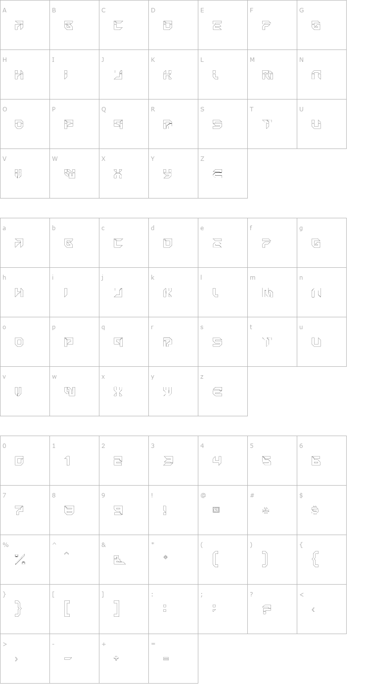 Character Map MetronOpen-Outline Font
