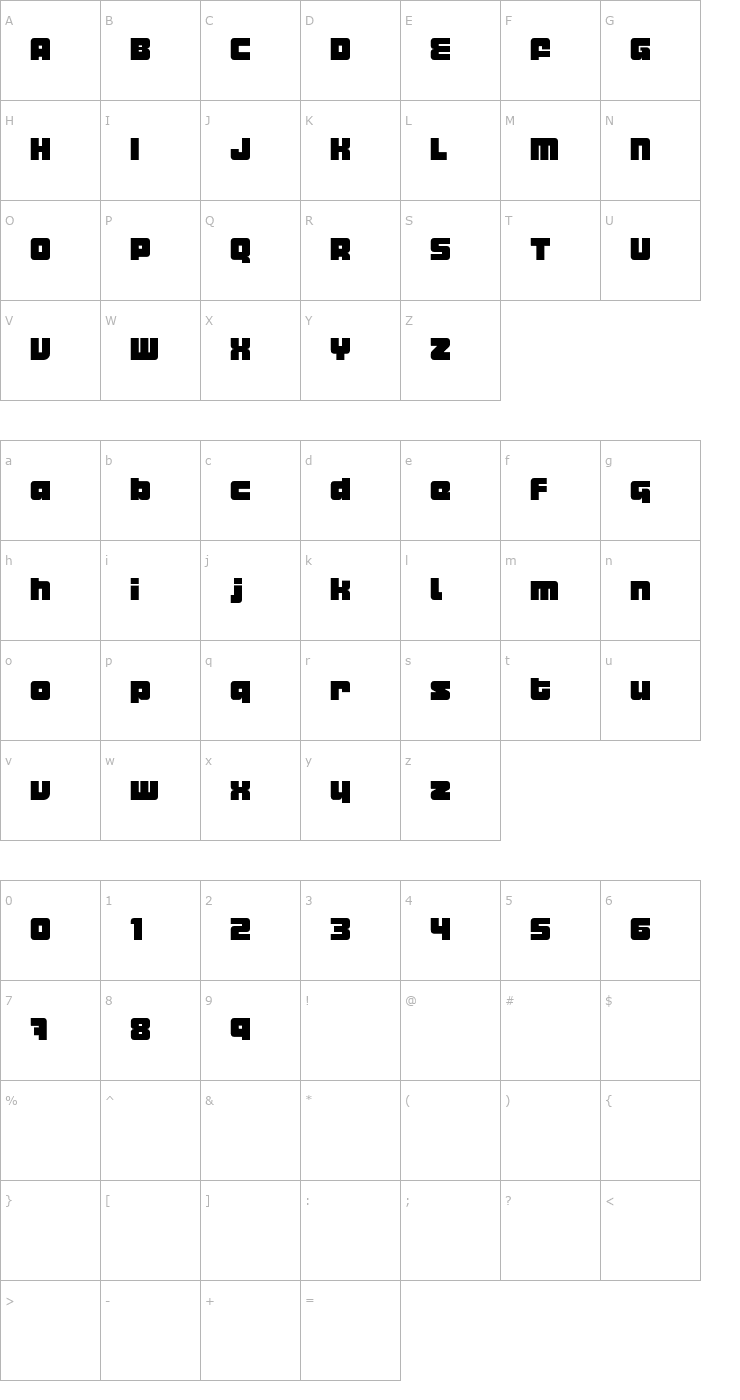 Character Map Metropolian Font