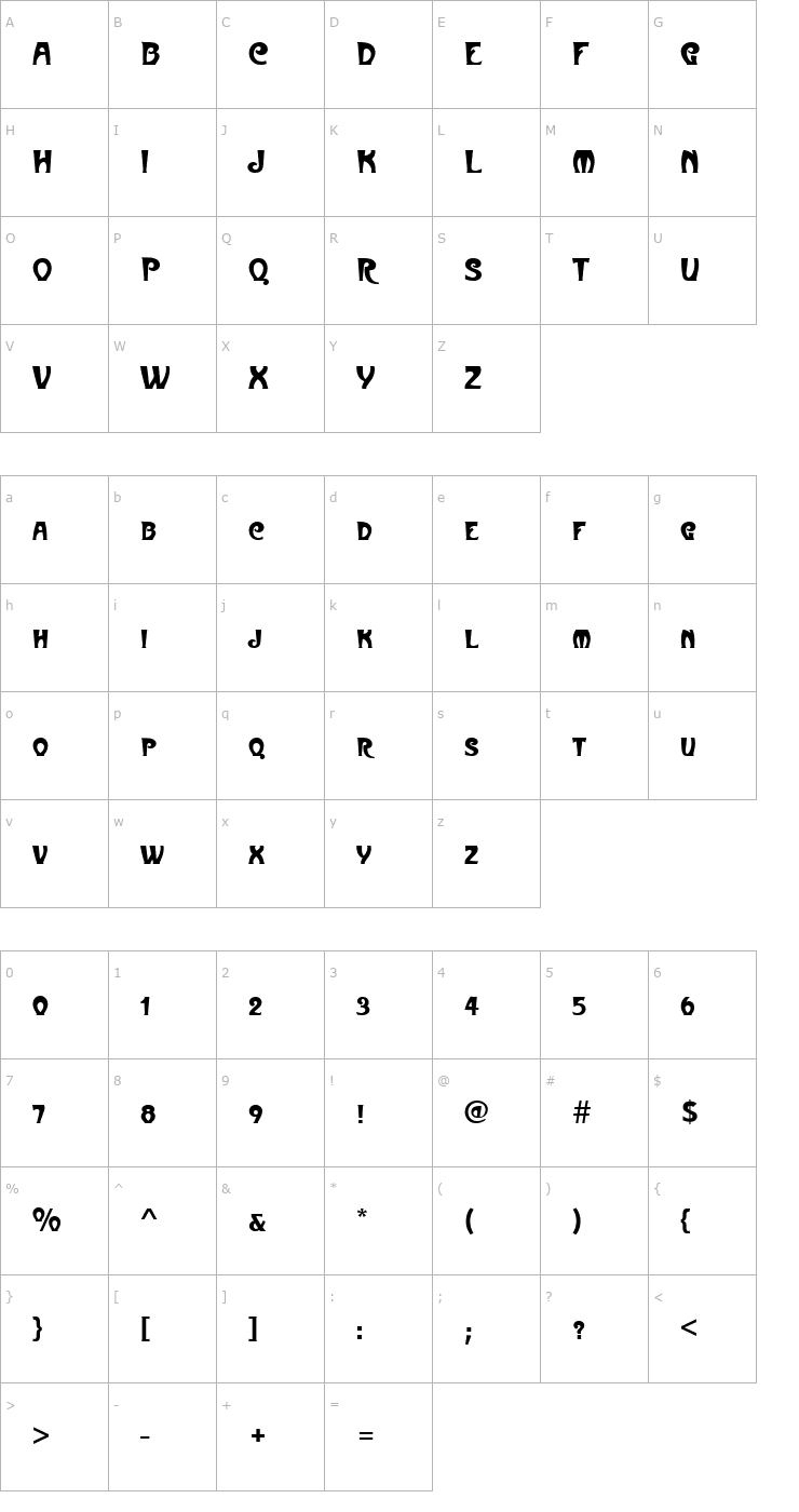 Character Map Metropolitaine_Becker_Caps Font