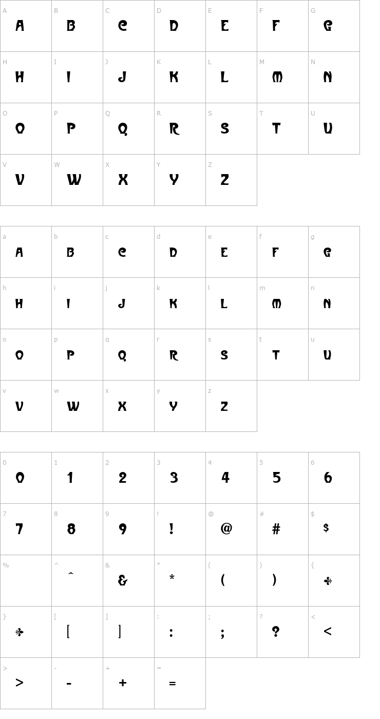 Character Map Metropolitan-Regular Font