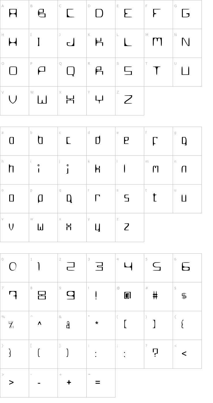 Character Map MetroSlum Font