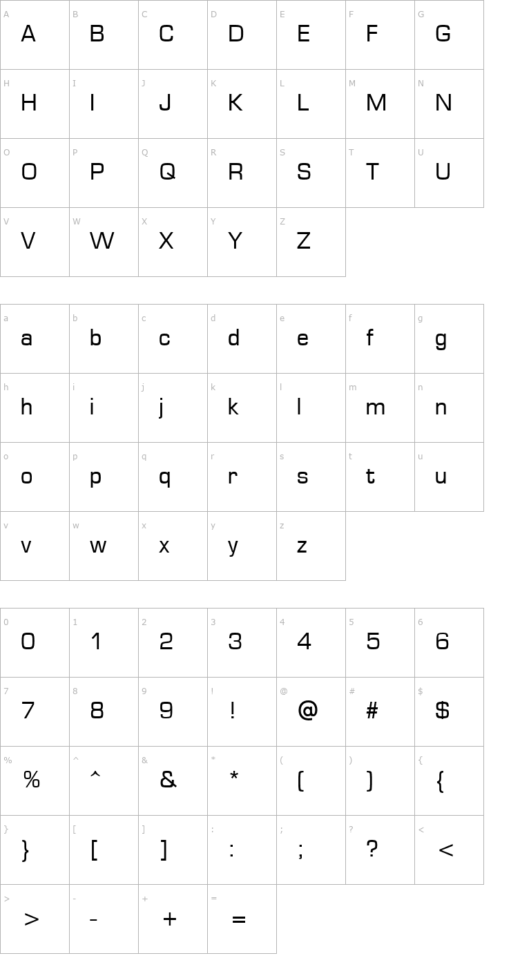 Character Map Metrostyle EC Font