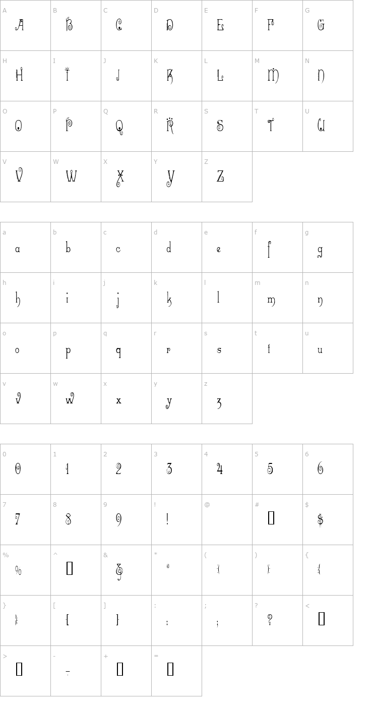 Character Map MexacaliCondensed Font