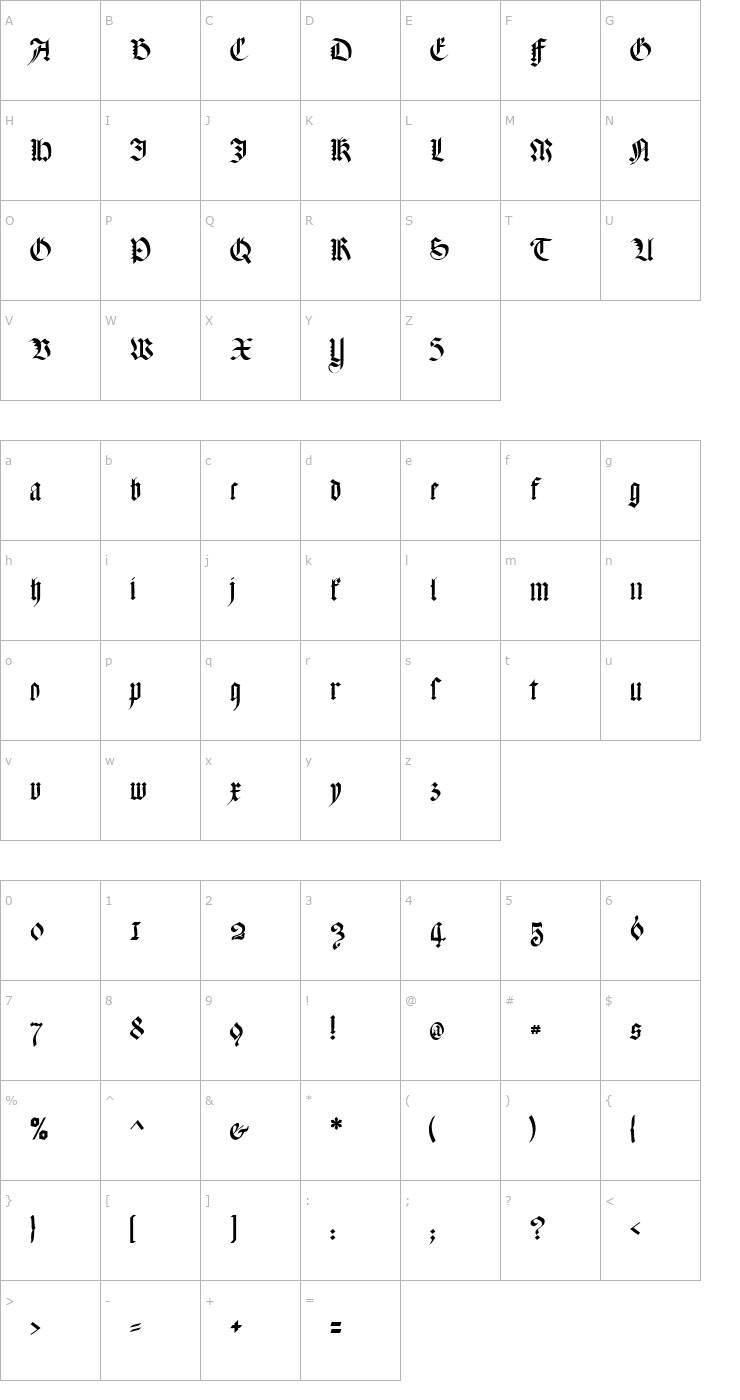 Character Map Meyne Textur Font