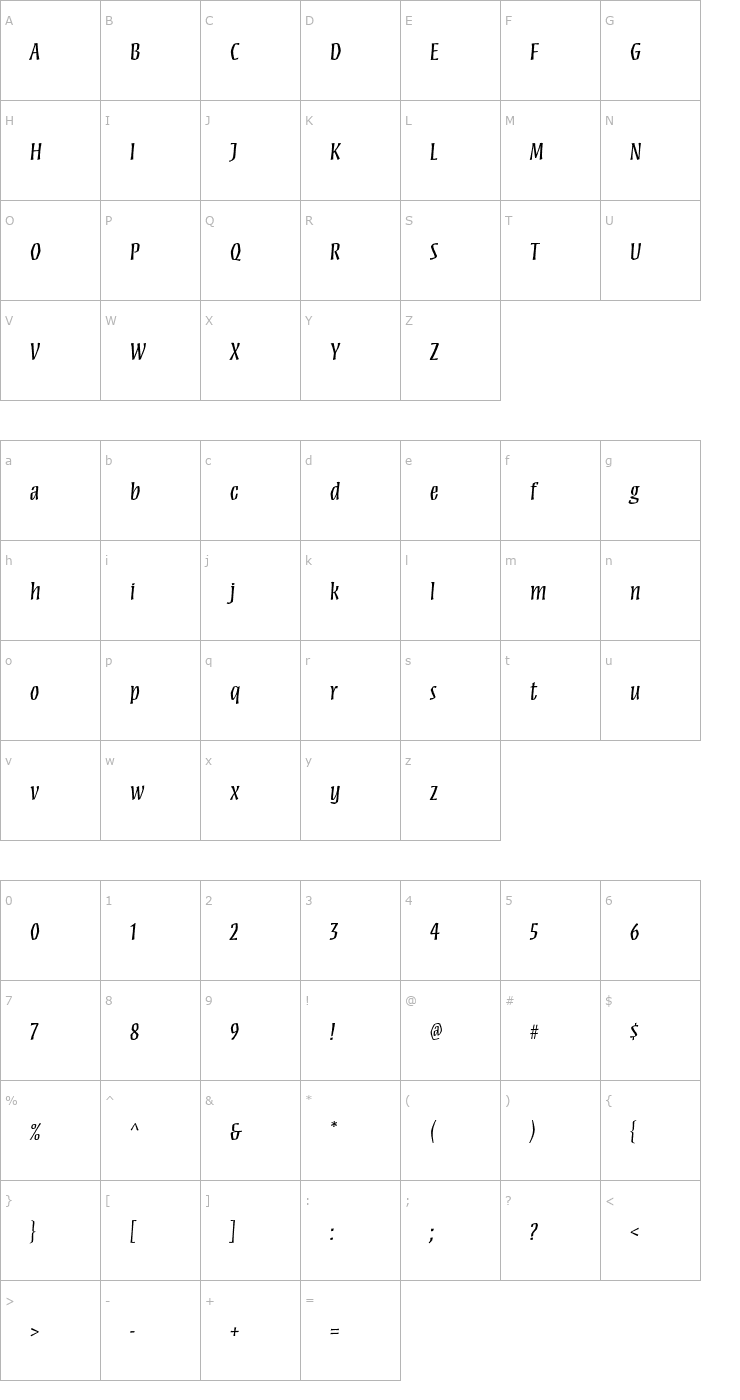 Character Map MezzStd-Regular Font