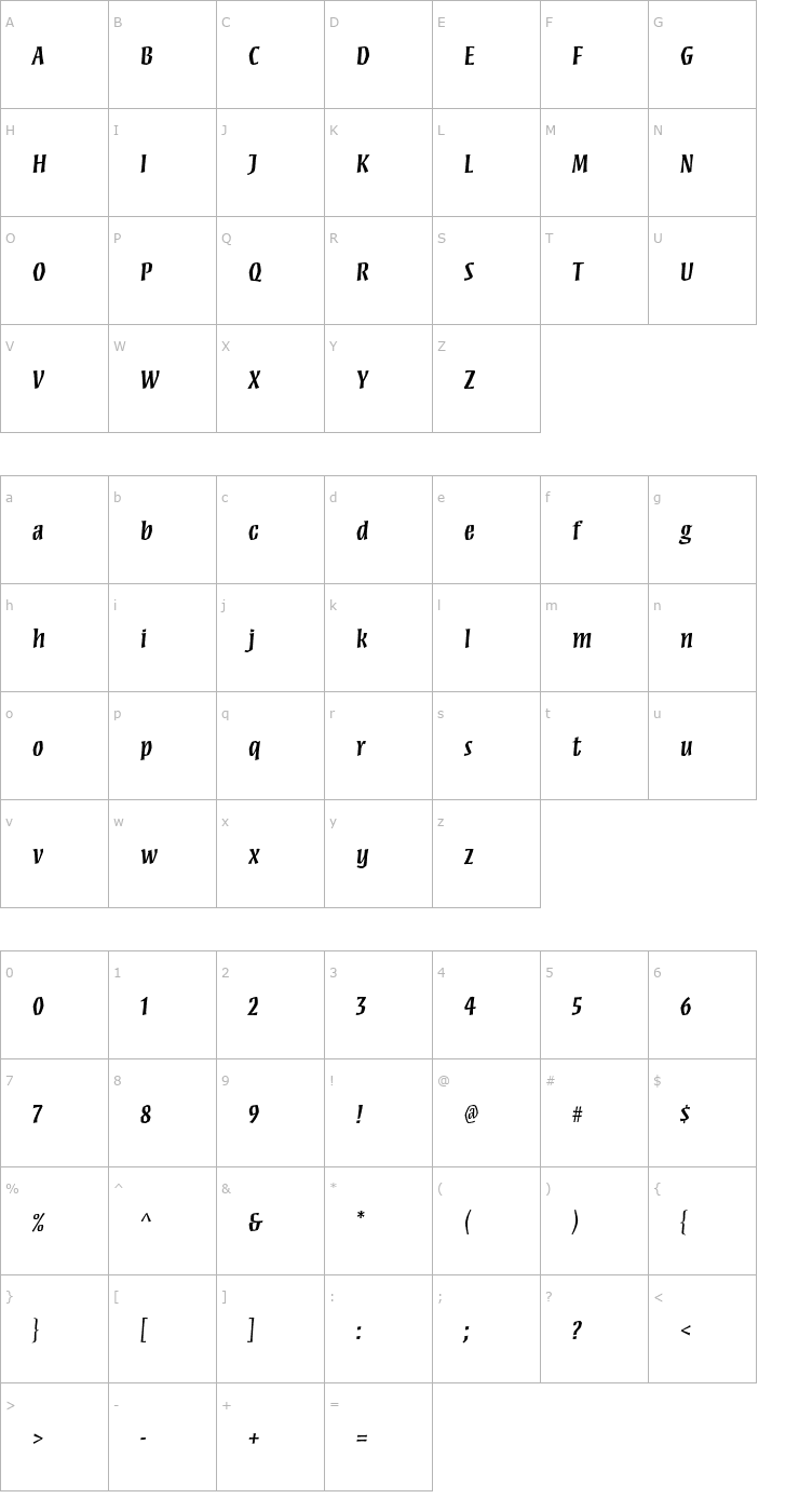 Character Map MezzStd-Semibold Font