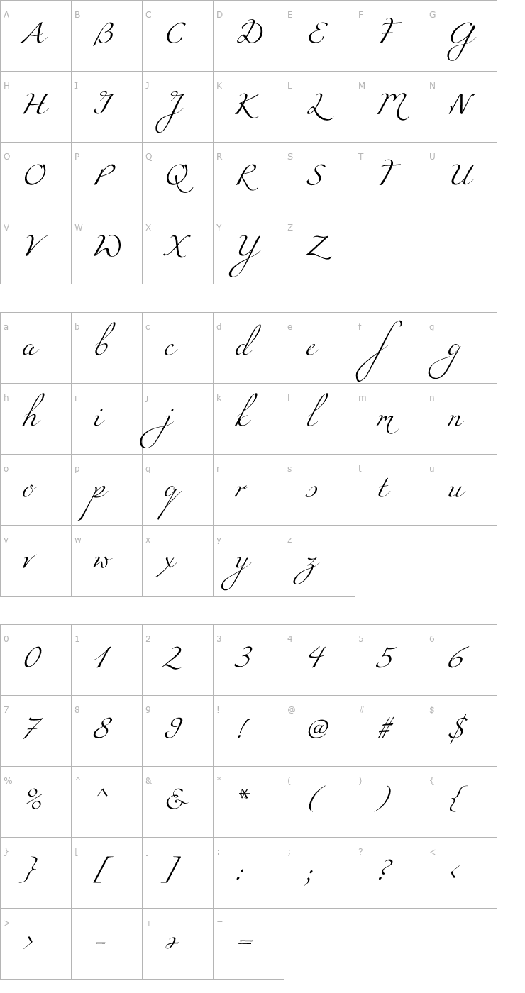 Character Map Miama Font