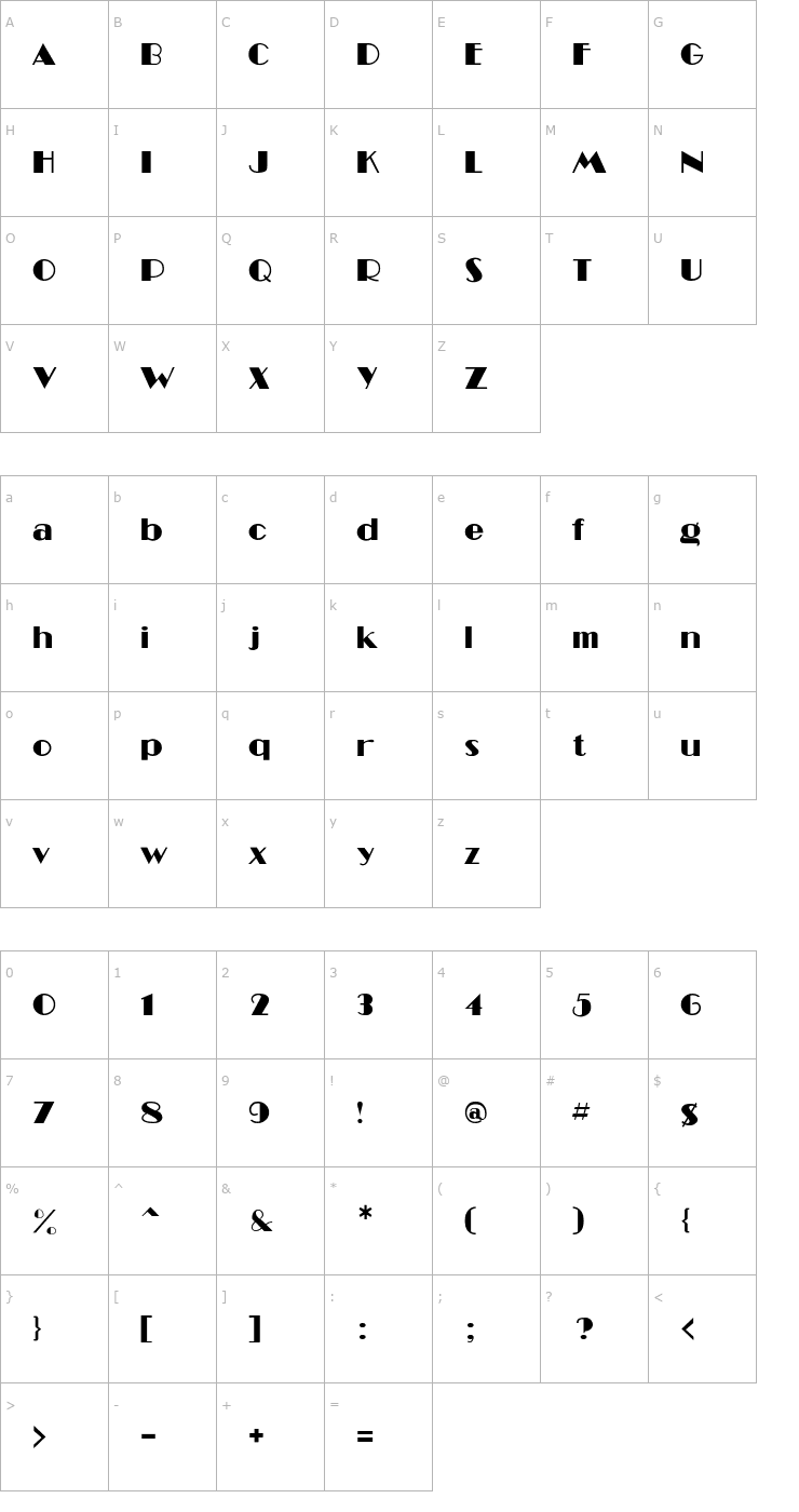 Character Map Miami Font