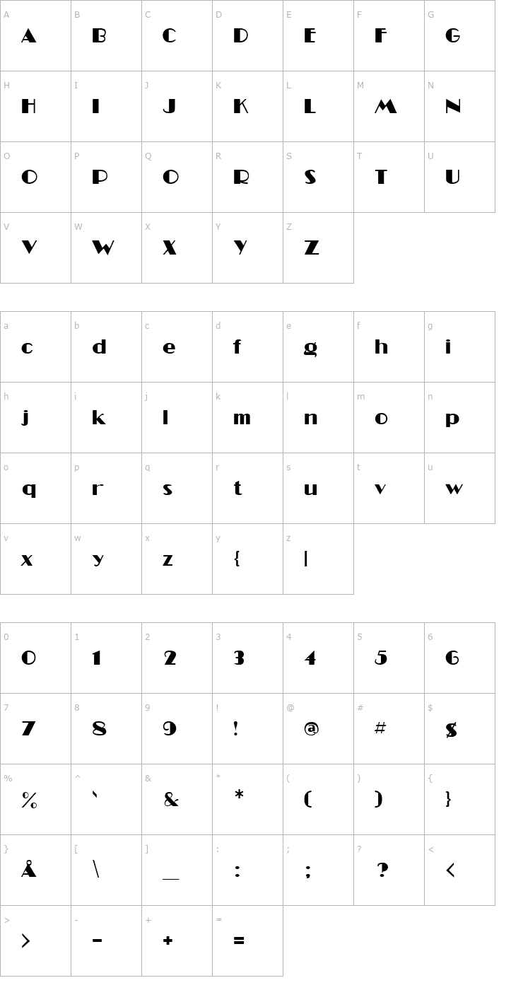 Character Map MiamiNights Font