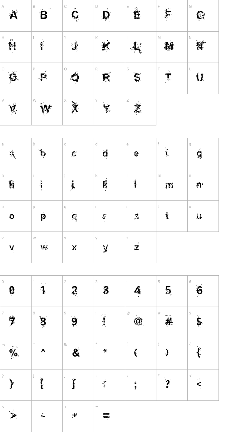 Character Map Miasm Outfection Font