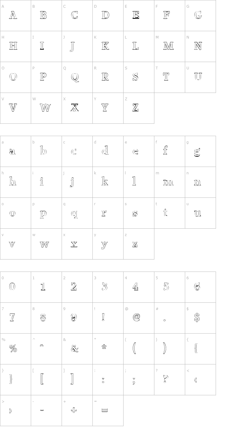 Character Map MichaelBeckerOutline Bold Font