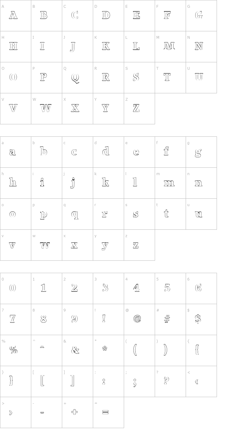 Character Map MichaelBeckerOutline-ExtraBold Font