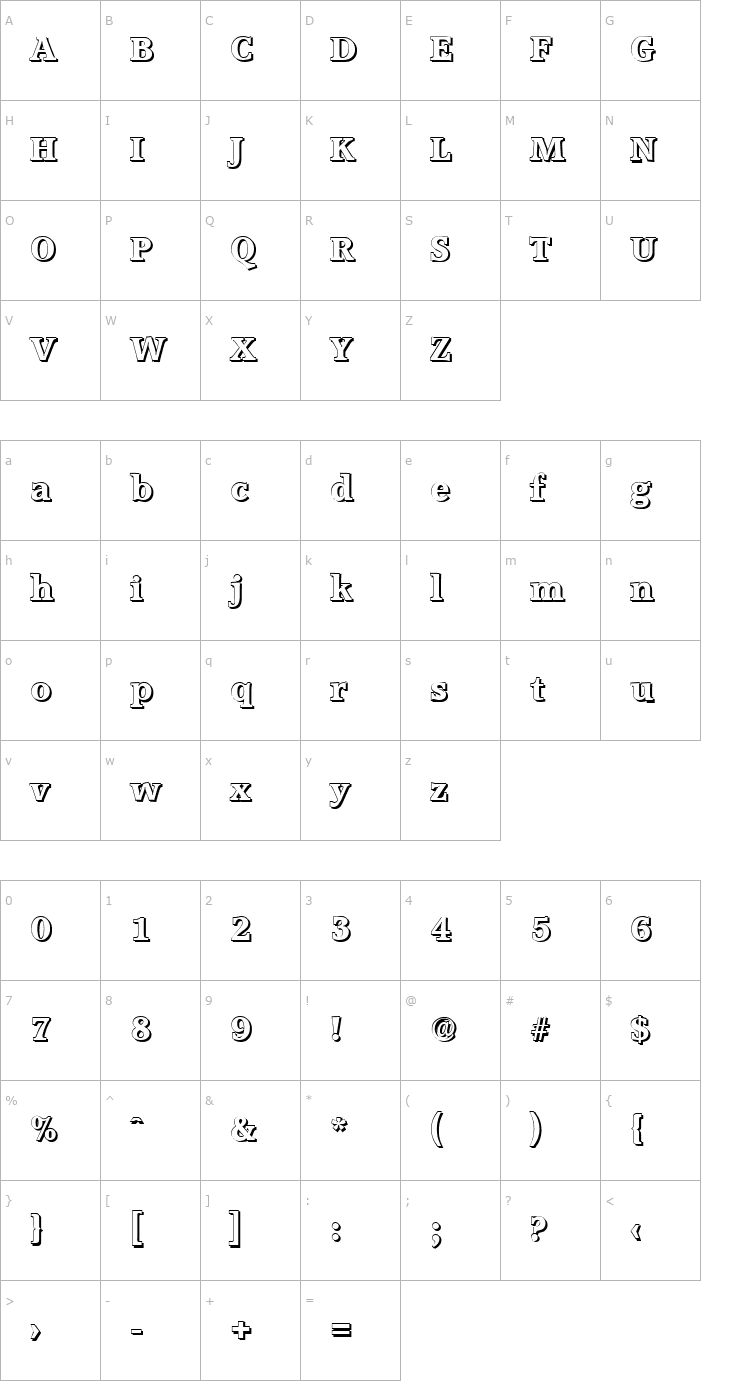 Character Map MichaelBeckerShadow-ExtraBold Font
