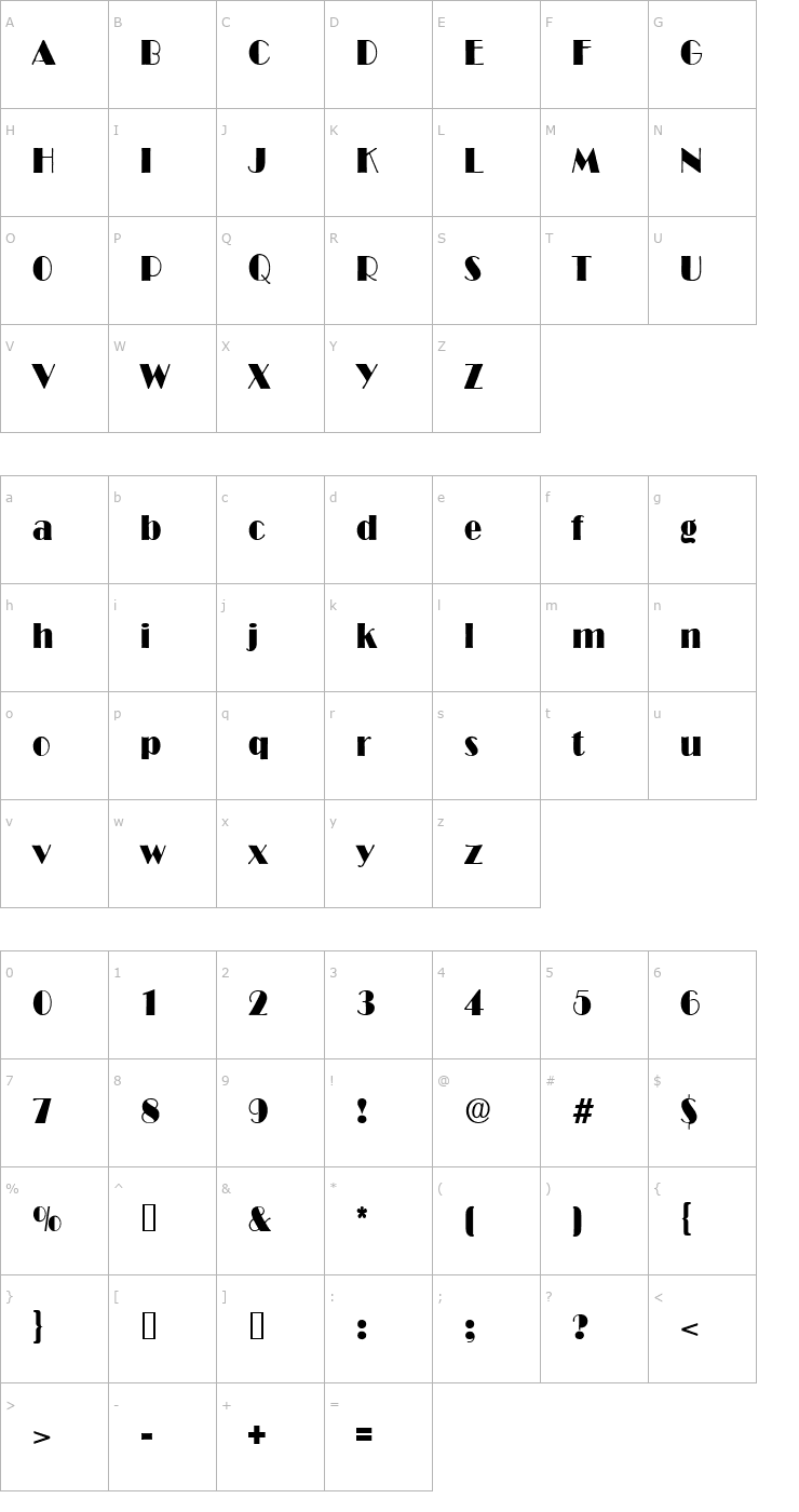 Character Map MichelleBecker Font