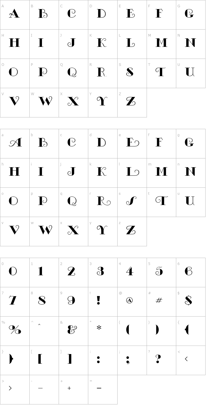 Character Map MichelleFLF-Bold Font