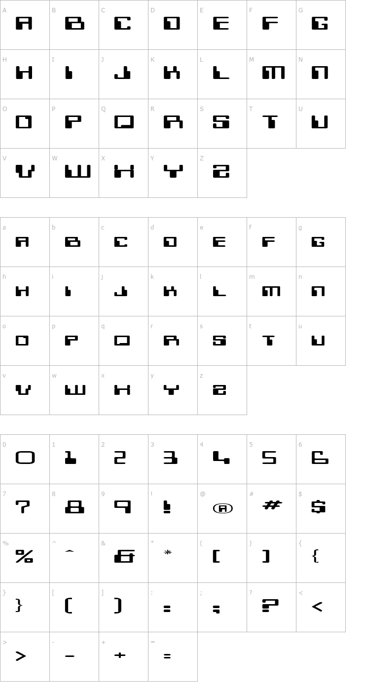 Character Map Micr Extended Regular Font