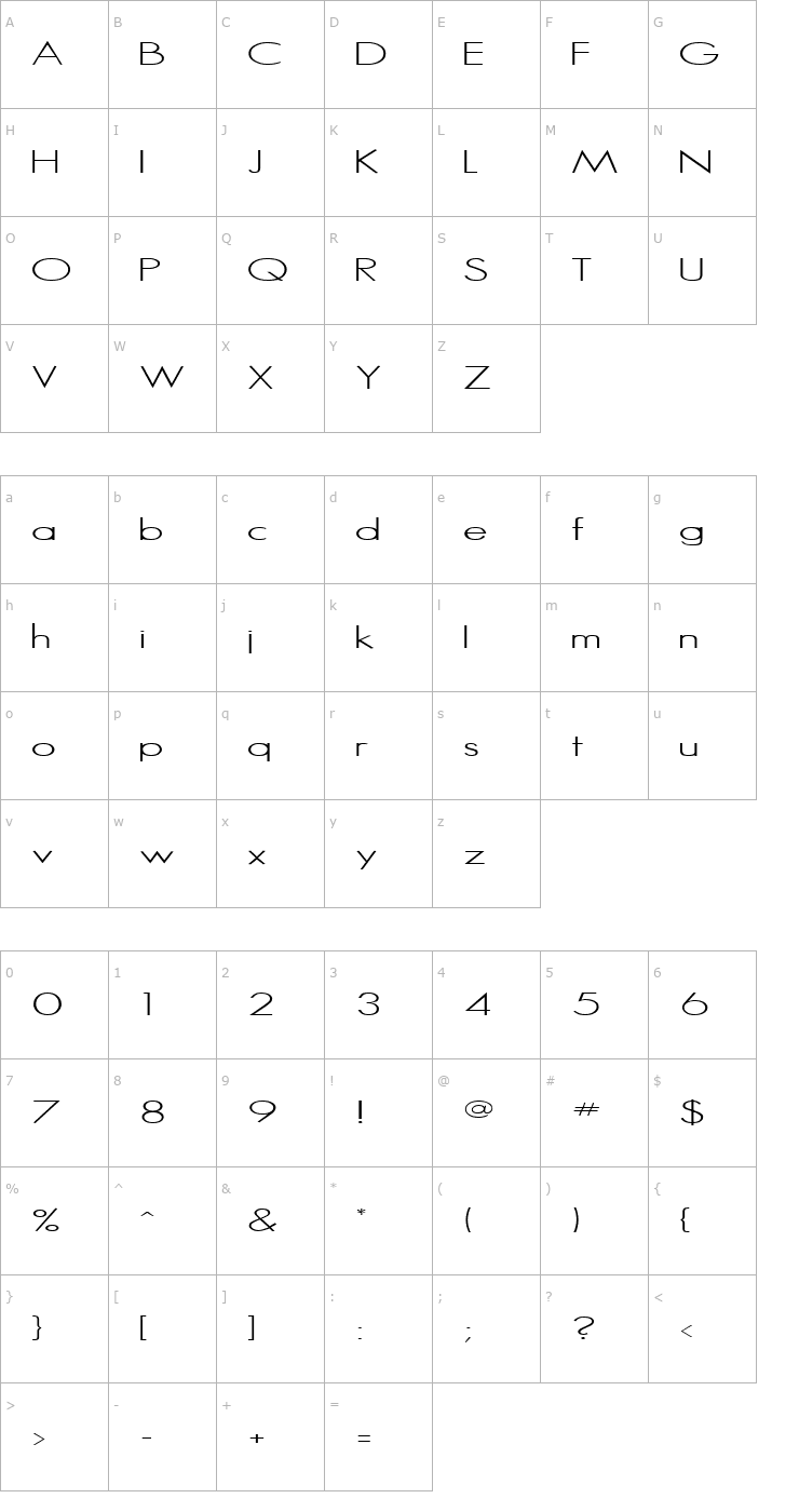 Character Map MICRO Regular Font