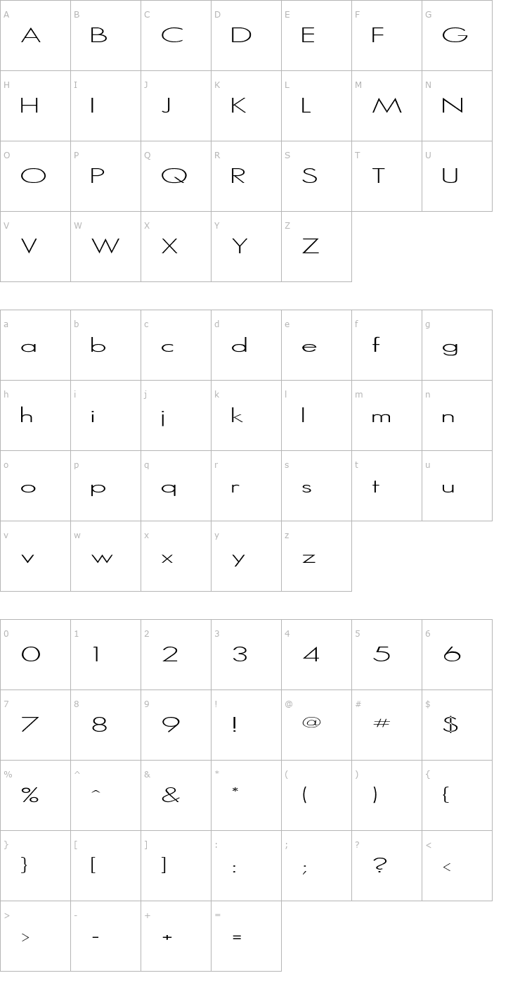 Character Map Micro-Serif Font