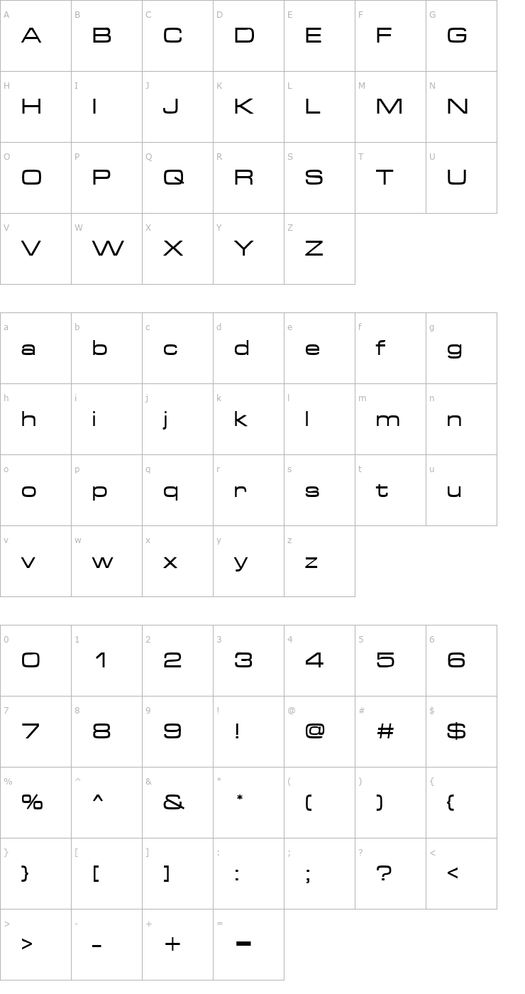 Character Map MicrogrammaDMedExt Font