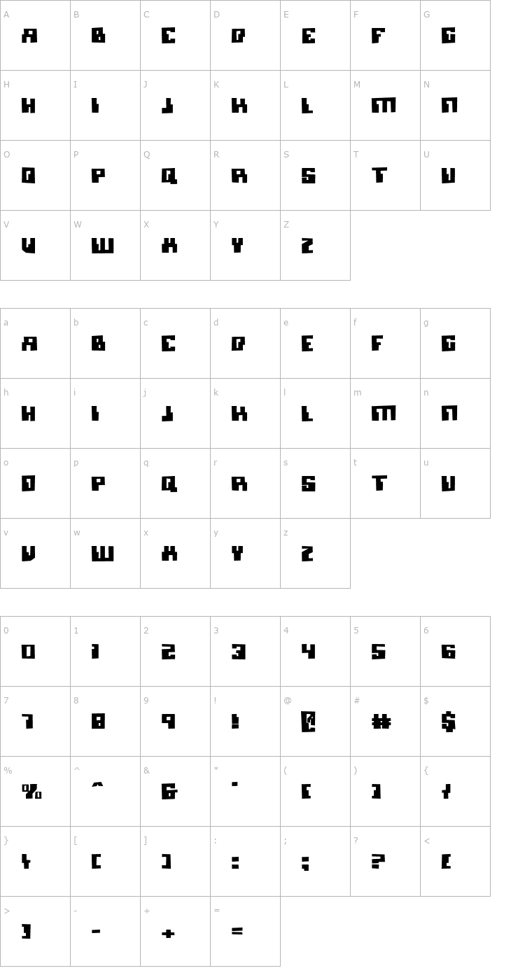 Character Map Micronian Bold Font