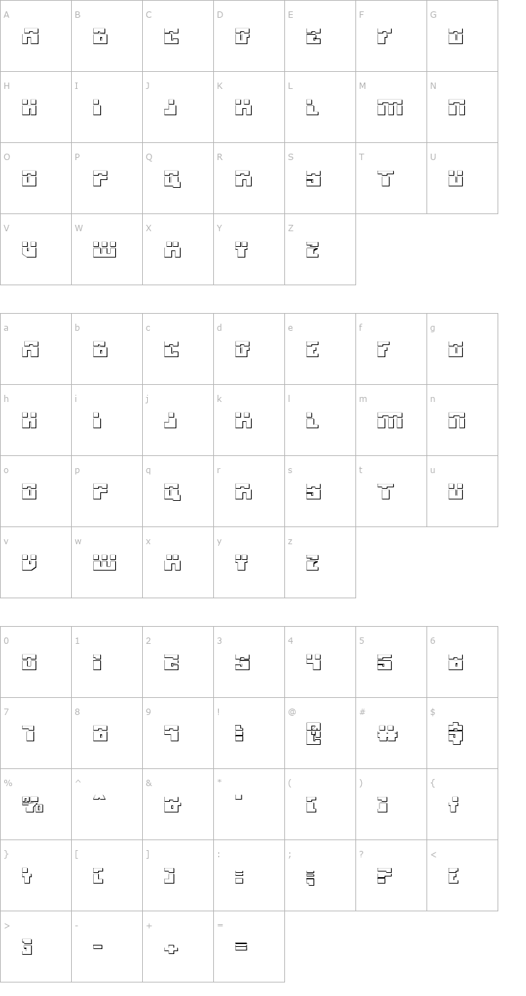 Character Map Micronian Laser 3D Font