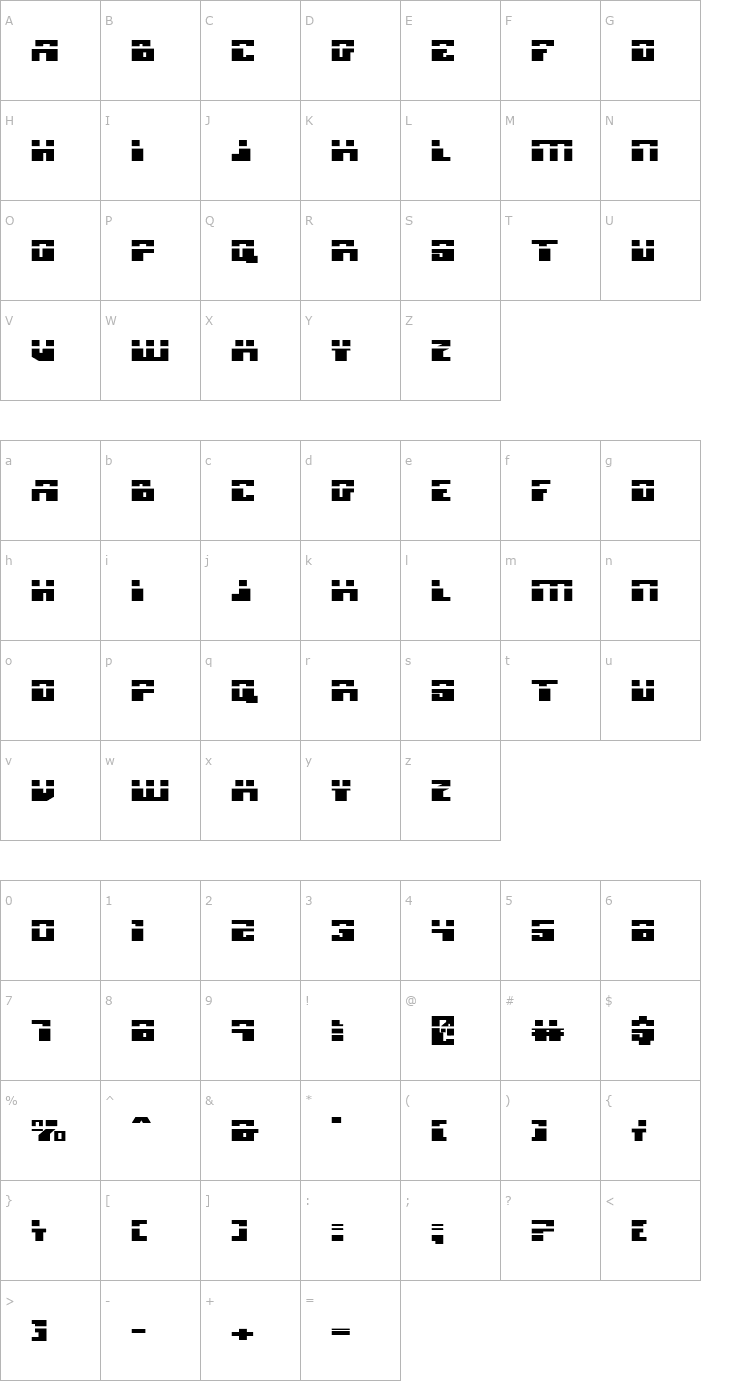 Character Map Micronian Laser Expanded Font