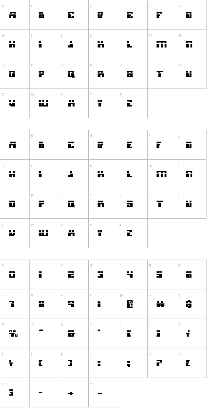 Character Map Micronian Laser Font