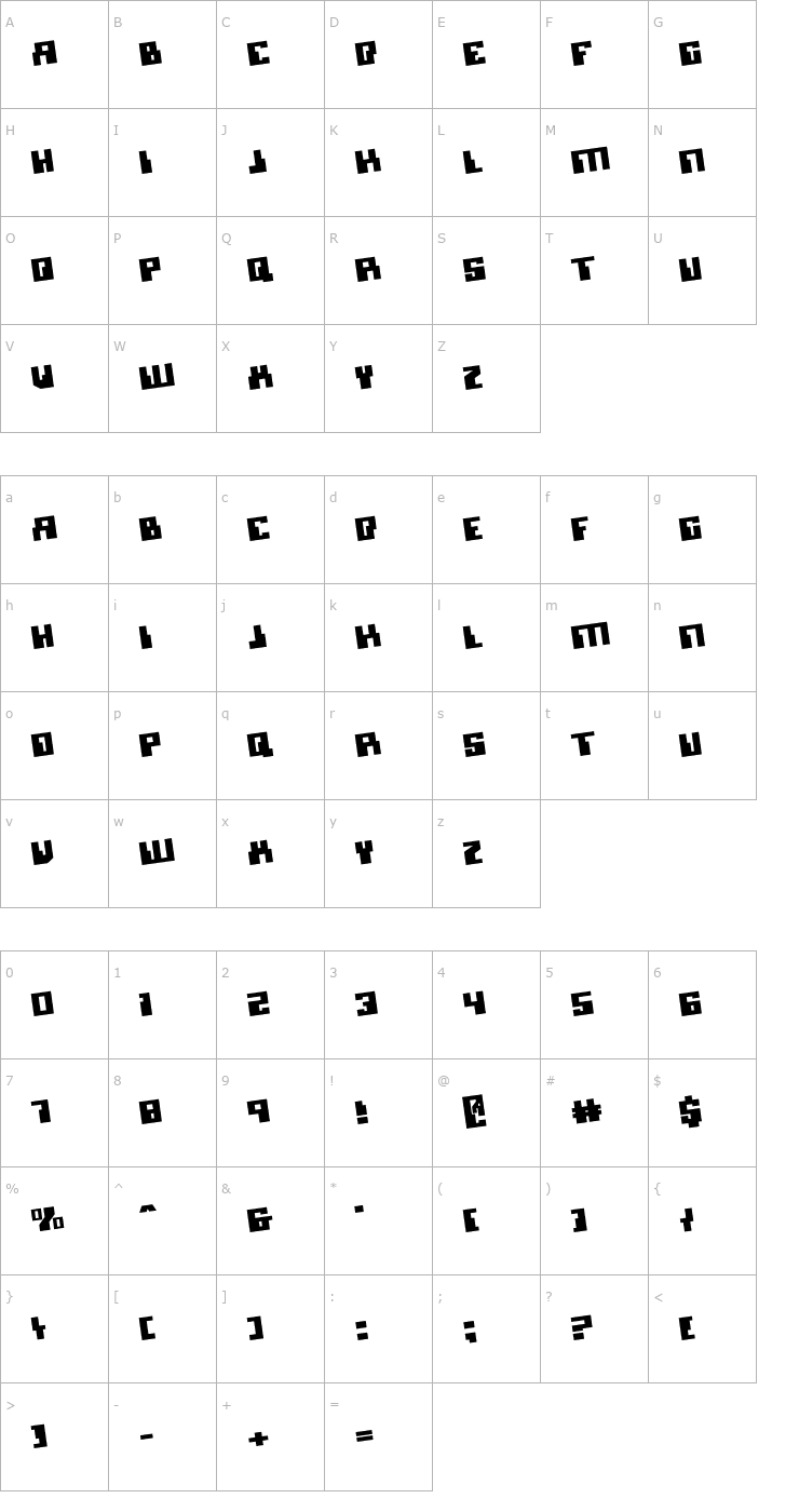 Character Map Micronian Rotate Font