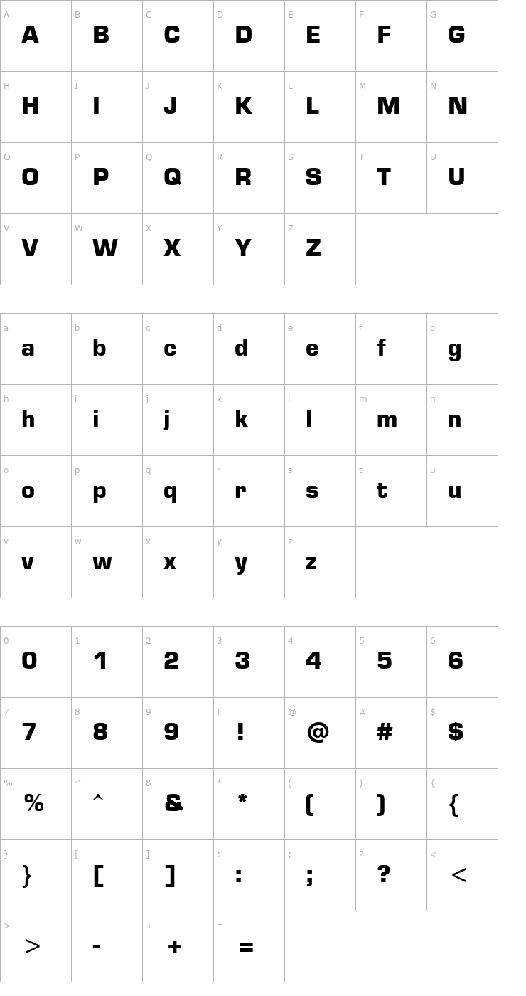 Character Map Microstyle ATT Bold Font