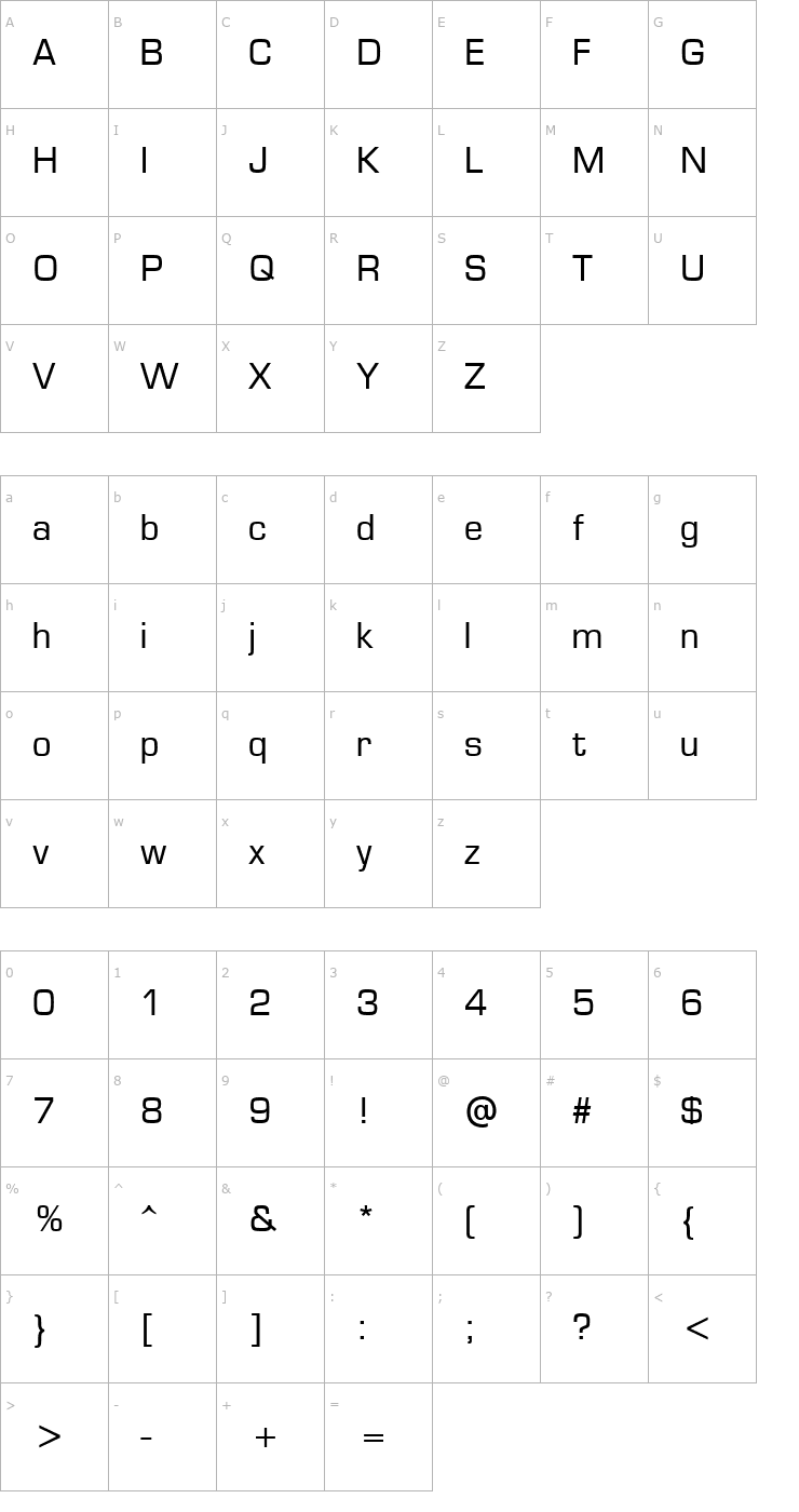 Character Map Microstyle ATT Font
