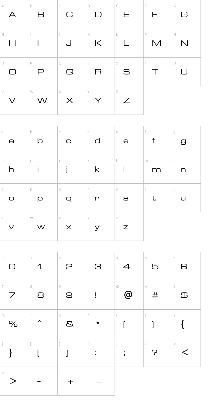 Character Map Microstyle Extended ATT Font