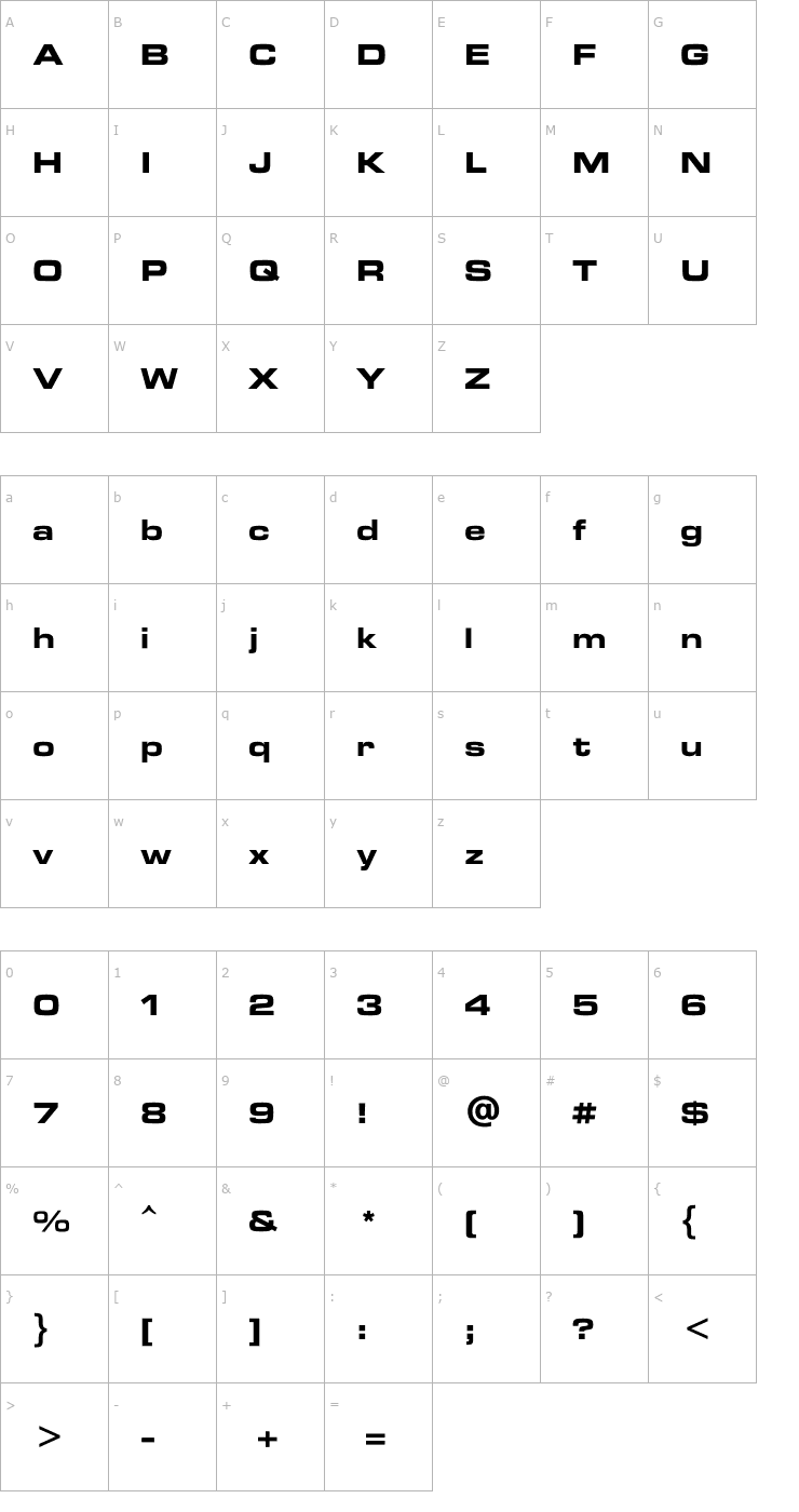 Character Map Microstyle Extended Bold Font